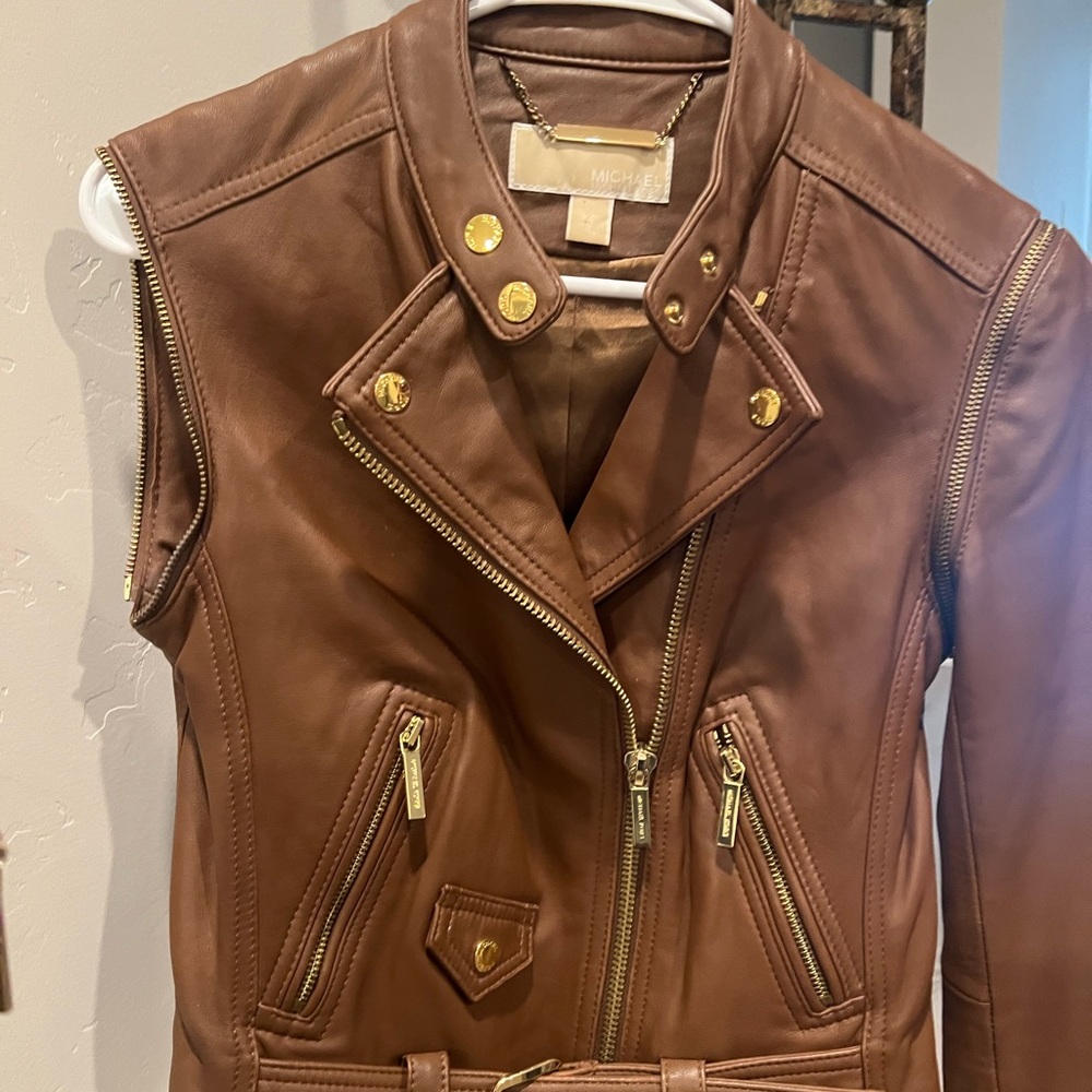 Michael Kors Brown Leather Jacket - Picture 4 of 7